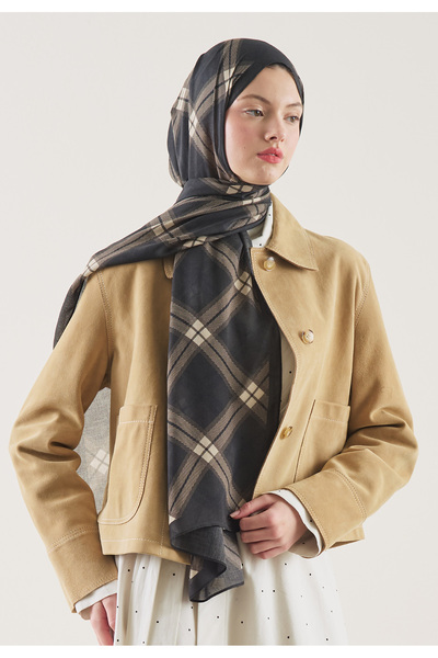 Freshscarfs Καρό σχέδιο, σάλι από ραμί, βιζόν