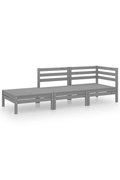 vidaxl Set mobilier de grădină, 3 piese, gri, lemn masiv de pin
