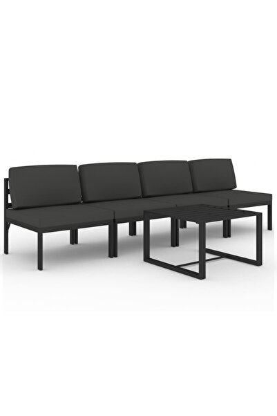 vidaxl Set mobilier de grădină cu perne, 5 piese, antracit, aluminiu