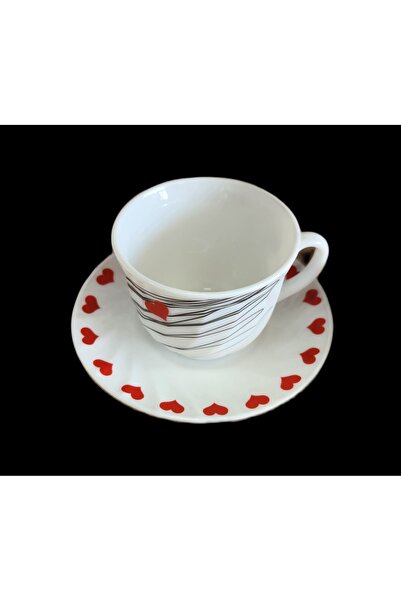 HERA Set de 6 cești + 6 farfurii termorezistente Opal 190 ml - model inimă