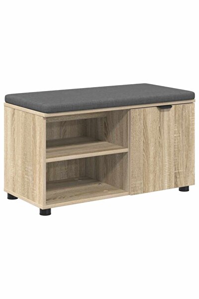 vidaxl Bancă pentru hol cu pernă cu raft Stejar Sonoma 80 x 38 x 46 cm