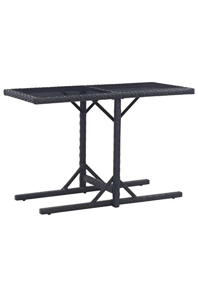 vidaxl Masă de grădină, negru, 110 x 53 x 72 cm, sticlă și poliratan