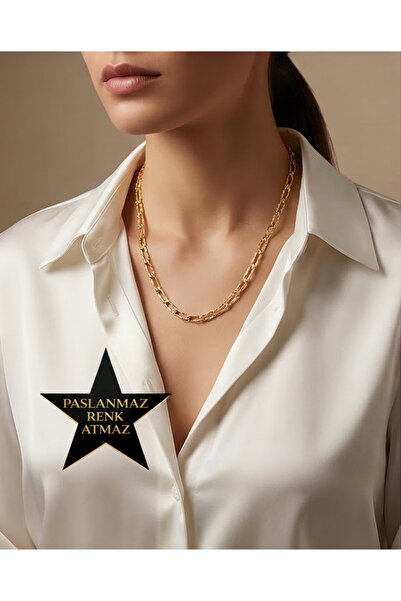 XUPING JEWELRY Xuping 14K Altın Renginde Desenli Ataç Kadın Kolye 45 cm