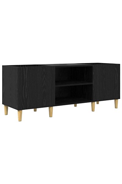 vidaxl Dulap pentru discuri de vinil Stejar Negru 121 x 38 x 48 cm