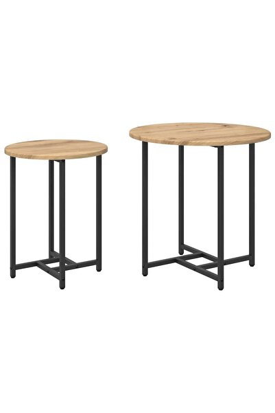 vidaxl Set măsuțe laterale 2 pcs Stejar Artisan și Negru