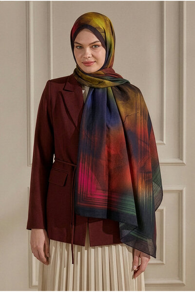 SilkTouch Red Aura Pattern Floş Indian Silk Shawl