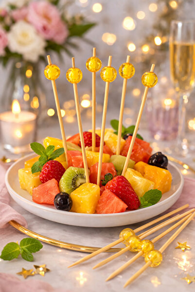 Happyewent Yellow Beaded Decorative Toothpicks, Pack of 12 – Fruit, Cocktail,...