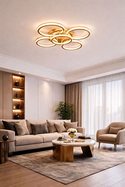 Baviyer Aydınlatma Galaxy 4+1 Gold Kaplama 3 Renk Avize