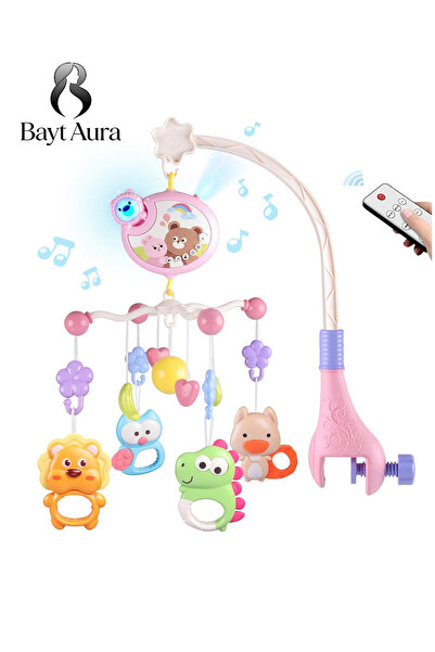 Bayt Aura Mobile baby crib with remote control, music and lights, animal toys...