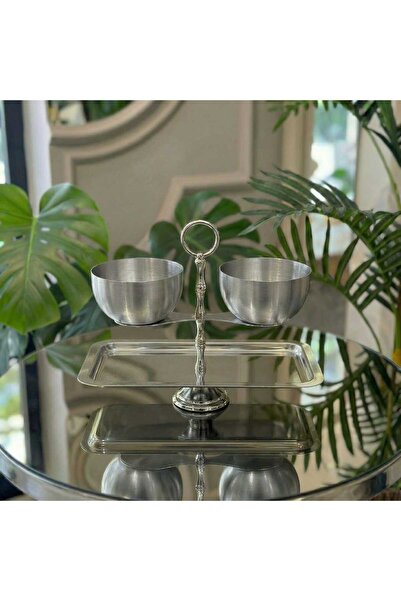 Elta Collection Lüks Terazi Tasarım 2 Katlı Sunumluk Gold-Gümüş Metal Sunum S...