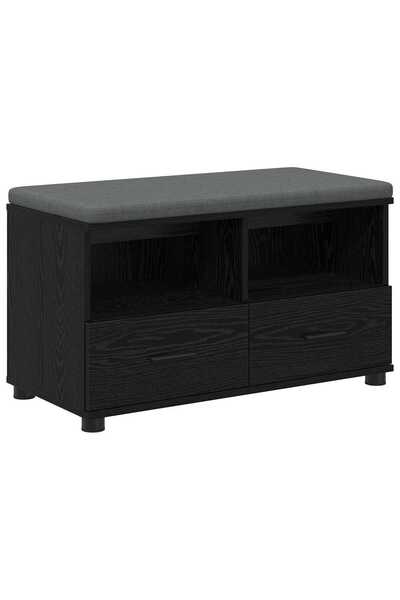 vidaxl Bancă pentru hol cu pernă cu raft Stejar Negru 80 x 38 x 46 cm