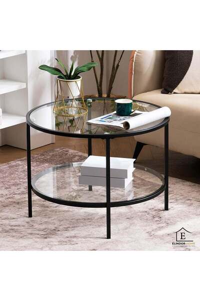 Elindor ® Măsuță de cafea din sticlă, greutate maximă suportată 45 kg, coș de...