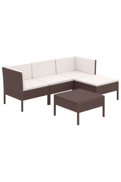 vidaxl Set mobilier de grădină cu perne, 5 piese, maro, poliratan