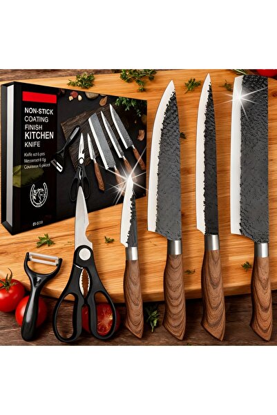 Klyte طقم سكاكين مطبخ مكون من 6 قطع، سكاكين طهاة حادة من الفولاذ المقاوم للصد...