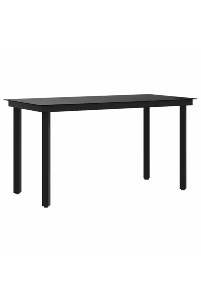 vidaxl Masă de bucătărie de grădină, negru, 140x70x74 cm, oțel/sticlă
