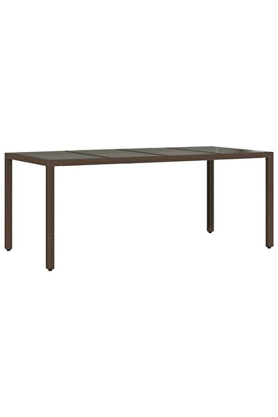 vidaxl Masă de grădină cu blat din sticlă maro 190x90x75 cm poliratan