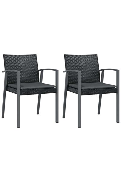 vidaxl Scaune de grădină cu perne 2 buc. negru 56,5x57x83 cm poliratan