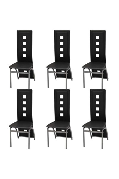 vidaxl Scaune de sufragerie, 6 buc., negru, piele ecologică