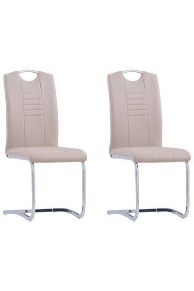 vidaxl Scaune de bucătărie cantilever 2 buc. cappuccino piele