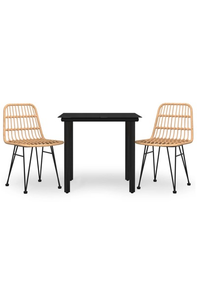 vidaxl Set mobilier de grădină, 3 piese, poliratan