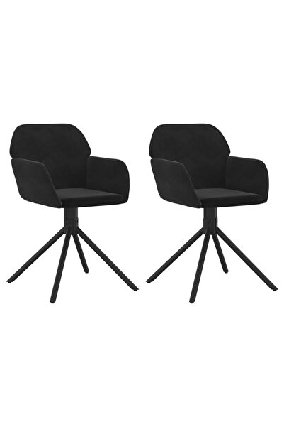 vidaxl Scaune de bucătărie pivotante, 2 buc., negru, catifea