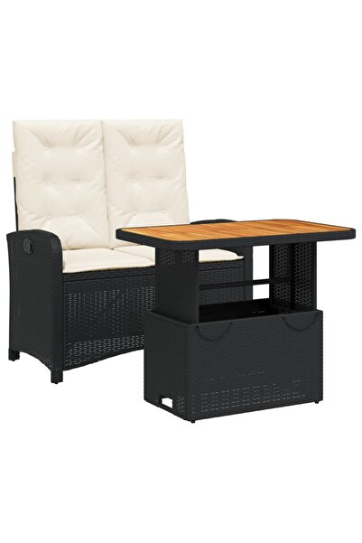 vidaxl Set mobilier de grădină cu perne, 2 piese, negru, poliratan