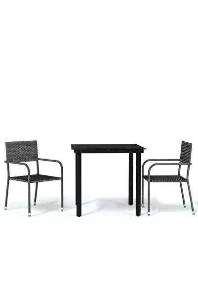 vidaxl Set de mobilier pentru grădină, 3 piese, gri