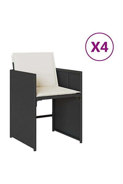 vidaxl Scaune de grădină cu perne, 4 buc., negru, poliratan