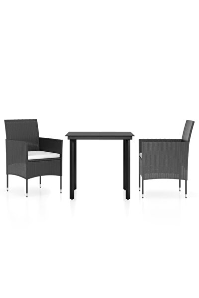vidaxl Set mobilier de grădină cu perne, 3 piese, negru