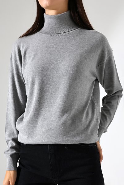 Lavinza Long Sleeve Drawstring Turtleneck Knitwear Sweater Relaxed Fit Casual Stylish Women's Sweater