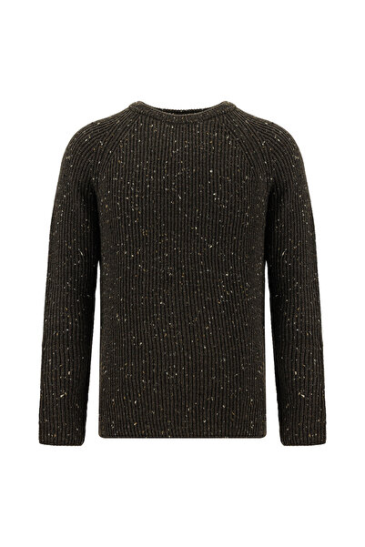 Abdullah Kiğılı Crew Neck Regular Fit Patterned Wool Knitwear Sweater