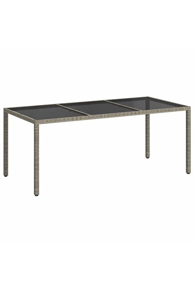 vidaxl Masă de grădină,gri,190x90x75cm sticlă securizată și poliratan