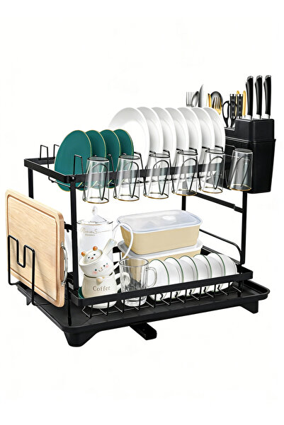 Generic 2 Tier Dish Racks for Kitchen Counter Automatic Drainage Large Dish D...