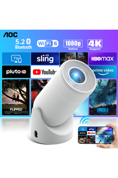 Aoc AOCProjector WiFi BT: Native 1080p and support 4K, 8000 Lumen, 180° Rot, ...
