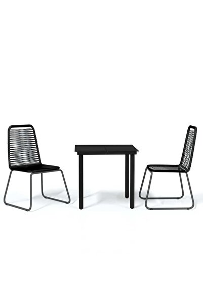 vidaxl Set de mobilier pentru grădină, 3 piese, negru