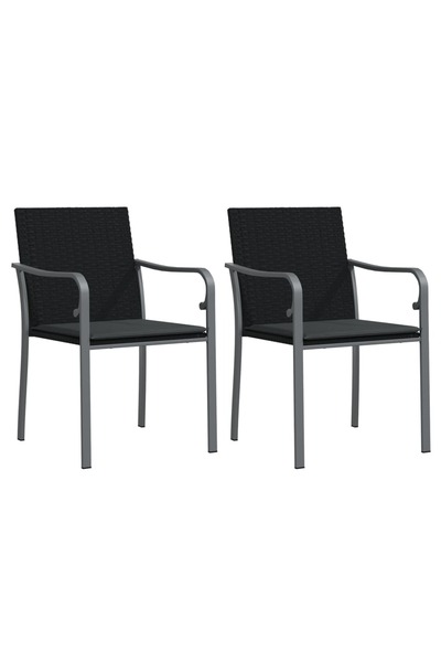vidaxl Scaune de grădină cu perne 2 buc. negru 56x59x84 cm poliratan