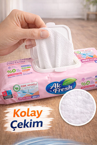 KEP Mop Bezi, İki adet 48’li - Mop Islak Mendili - Gül Kokulu - Tüm Zeminler