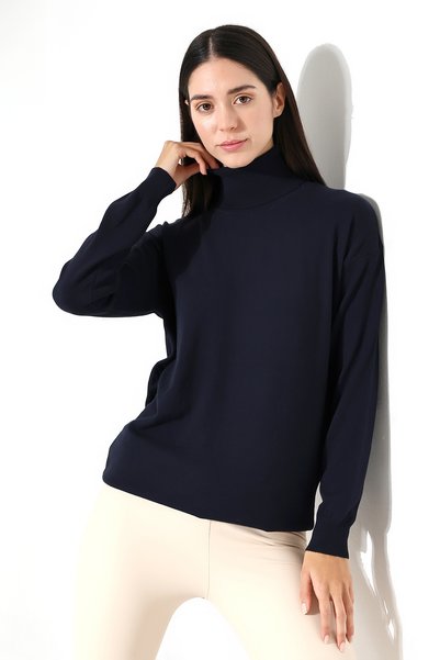Lavinza Long Sleeve Drawstring Turtleneck Knitwear Sweater Relaxed Fit Casual Stylish Women's Sweater