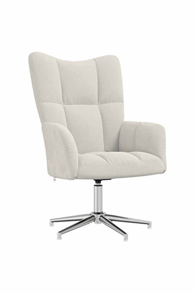 vidaxl Scaun de relaxare, alb crem, catifea