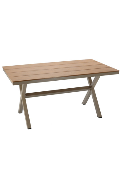 SERSIMO Ορθογώνιο τραπέζι κήπου αλουμινίου με επιφάνεια σε εφέ ξύλου, 150x90x...