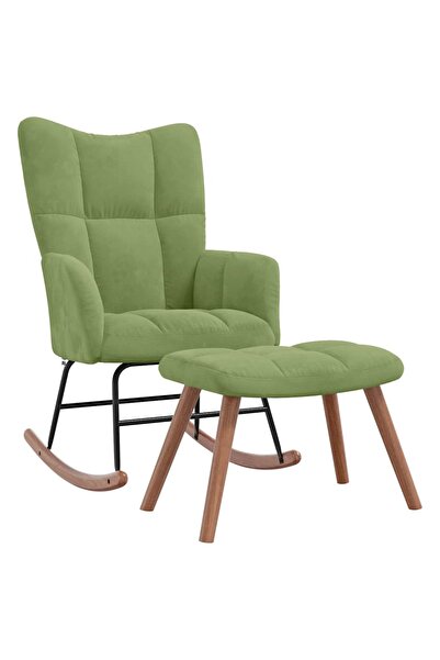 vidaxl Scaun balansoar cu taburet, verde deschis, catifea