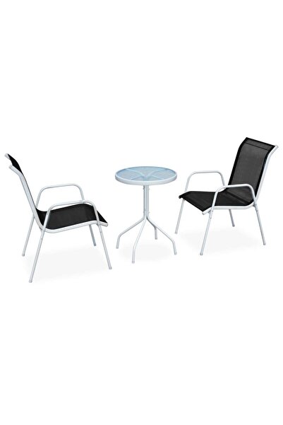 vidaxl Set mobilier bistro, 3 piese, negru, oțel