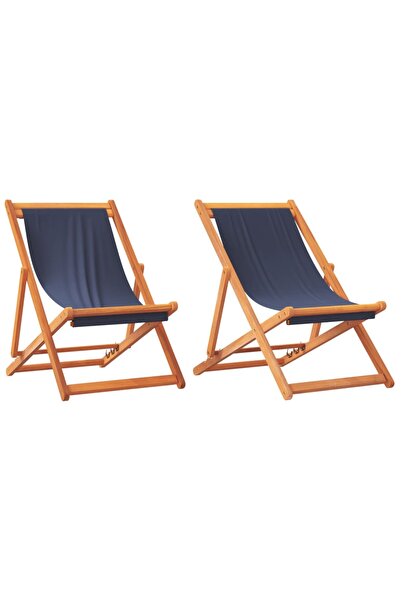 vidaxl Scaune de plajă pliante, 2 buc., albastru, material textil