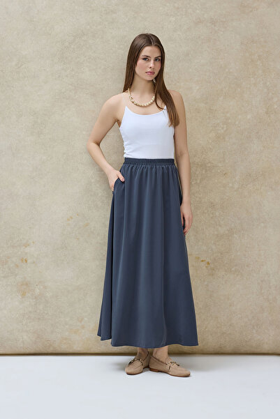 Birgül Bektaş Anthracite Flared Skirt