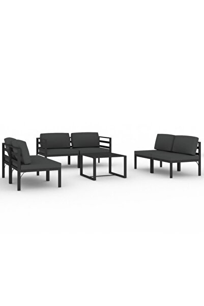 vidaxl Set mobilier de grădină cu perne, 7 piese, antracit, aluminiu