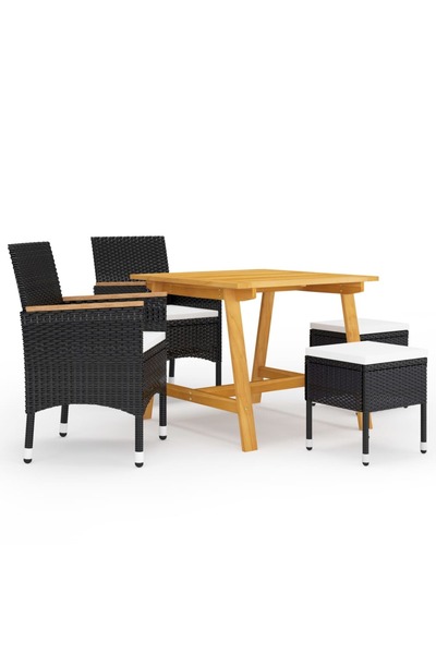 vidaxl Set mobilier de grădină, 5 piese, negru