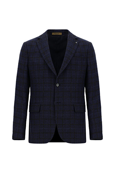 Abdullah Kiğılı سترة من الصوف الإيطالي المخطط بقصة قياسية وقياس منتظم من 6 دروب