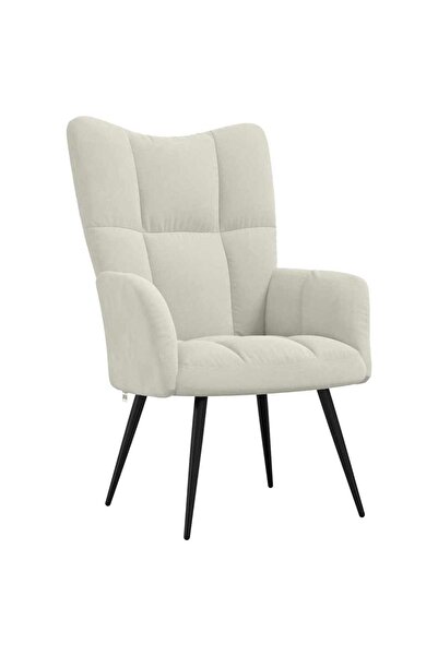 vidaxl Scaun de relaxare, alb crem, catifea