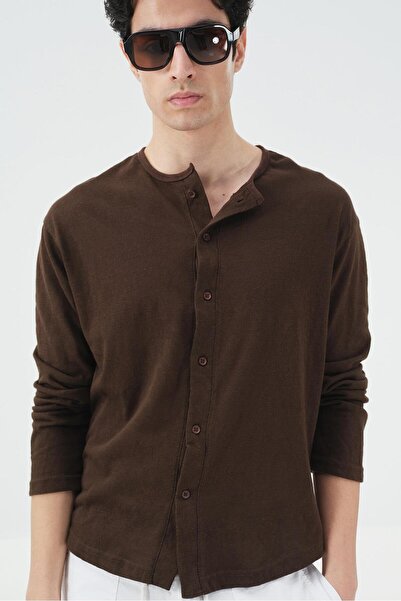 GIESTO lejer din material subțire CĂMAȘĂ MARO