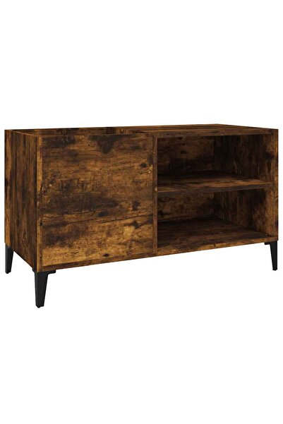 vidaxl Dulap pentru discuri stejar afumat 84,5x38x48 cm lemn prelucrat